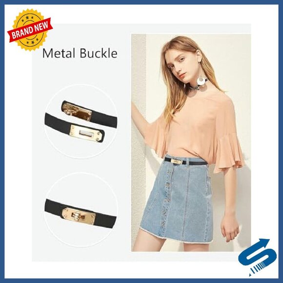 Skinny Leather Belt with Adjustable Silver Turn-Lock Buckle for Dresses Jeans main image 5